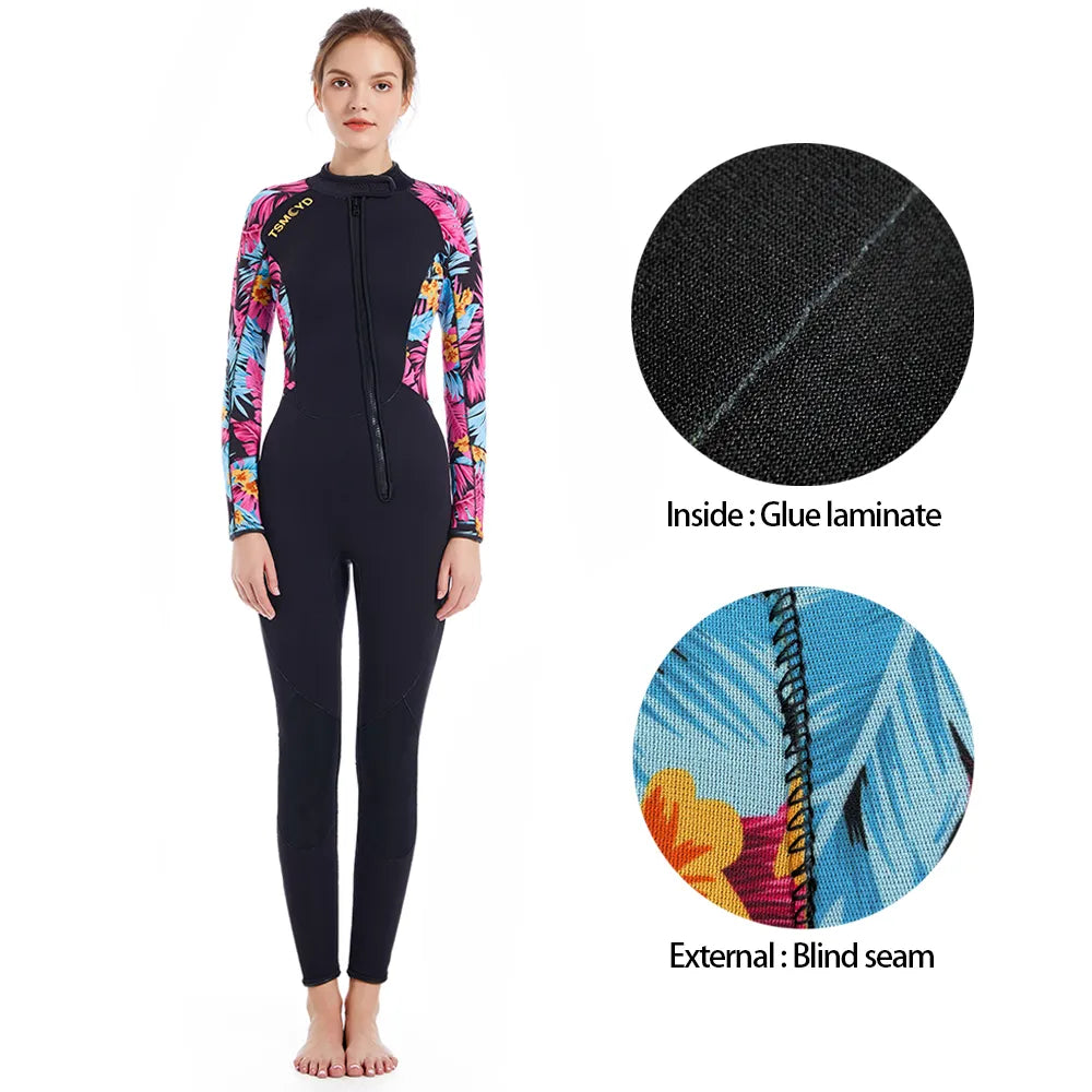 Neoprene Printing Wetsuit Swimming kitesurf 3MM Women Surf Scuba Dive Equipment Underwater Keep Warm in Winter spearfishing Suit