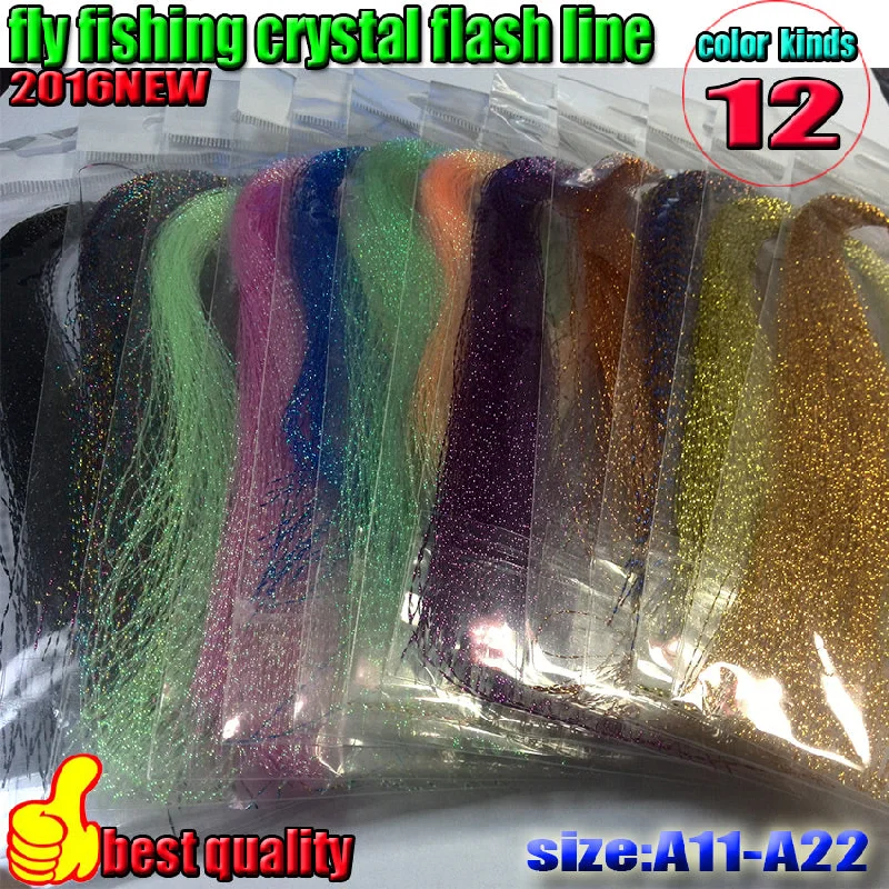 HOT fly fishing crystal flash line 12color  fishing line lure line fly fishing tying material thread 12bag/lot  length is 30CM