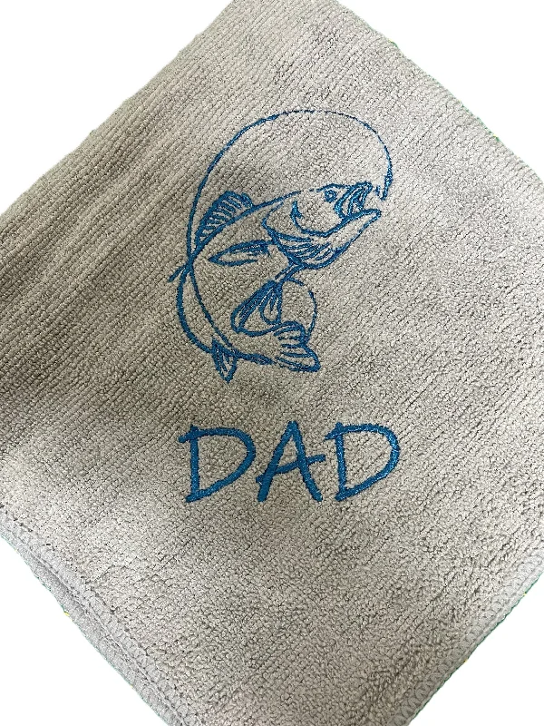 Personalized Walleye Fishing Towel/Custom Embroidered Fishing Towel with Carabiner/Father's Day/Gift for Husband/Fishing Gift