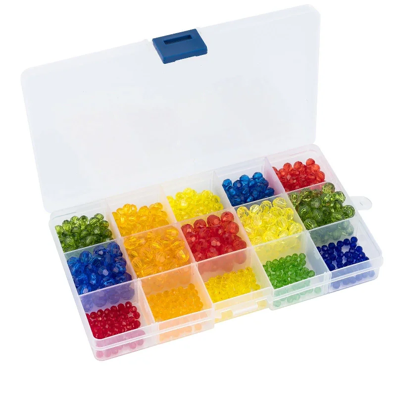 Dr.Fish 750pcs Faceted Acrylic Beads Kit 4/6/8mm