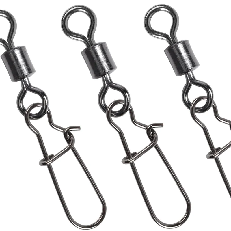 Dr.Fish 50pcs Rolling Swivel with Duo-Lock Snap