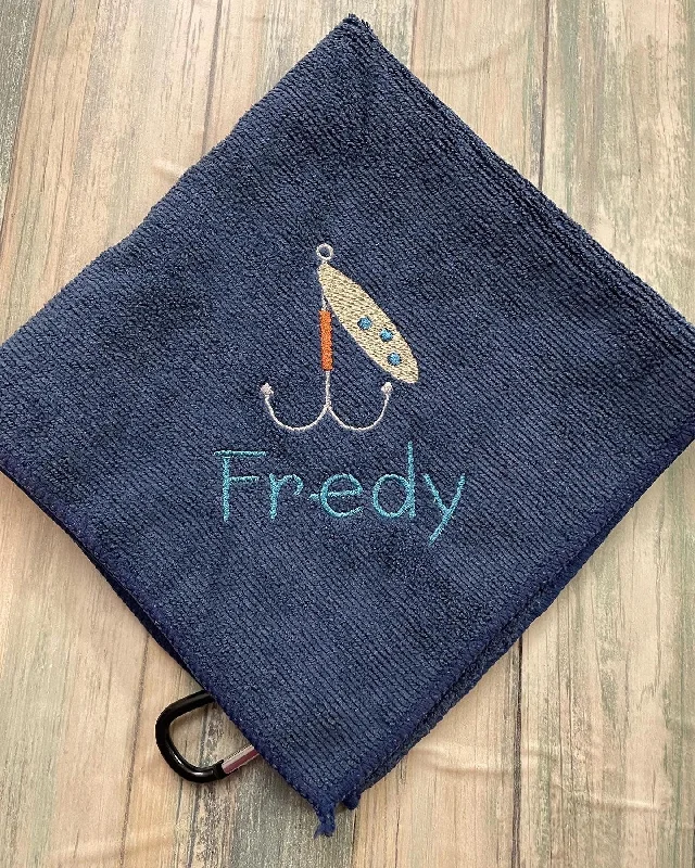 Custom Personalized Fishing Towel,Clark Spoon,Custom Embroidered Fishing Towel with Carabiner,Christmas Gift,Gift for Men,Fishing Gift