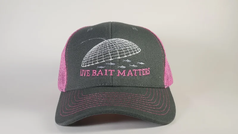 (3 Colors) LIVE BAIT MATTERS - KC Caps KC8400 Adult Pro Style Trucker Cap with Neon Mesh - (FREE DELIVERY)