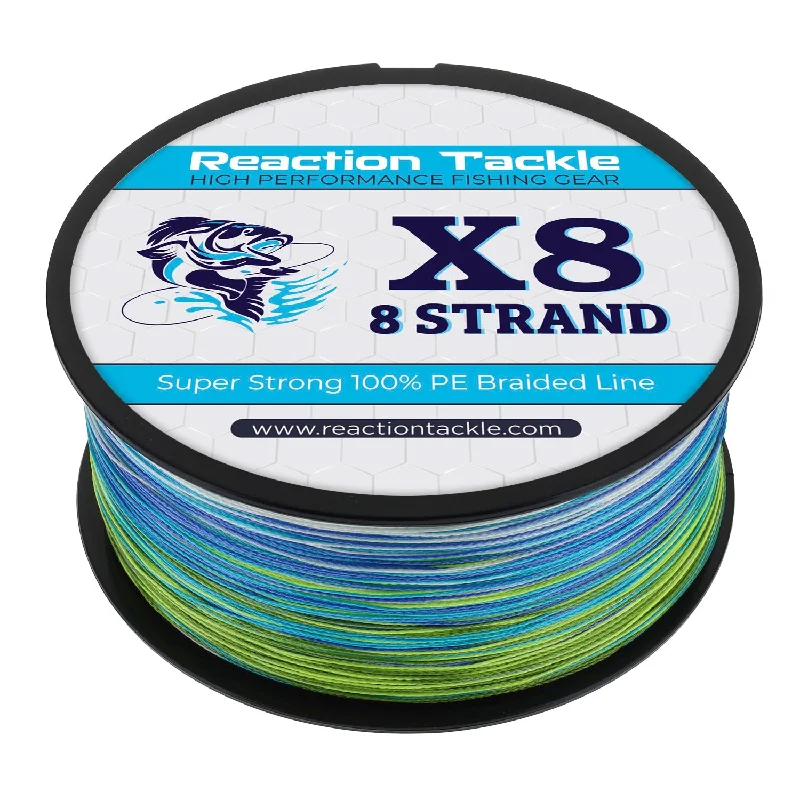 Reaction Tackle X8 Braided Fishing Line- Aqua Camo 8 Strand