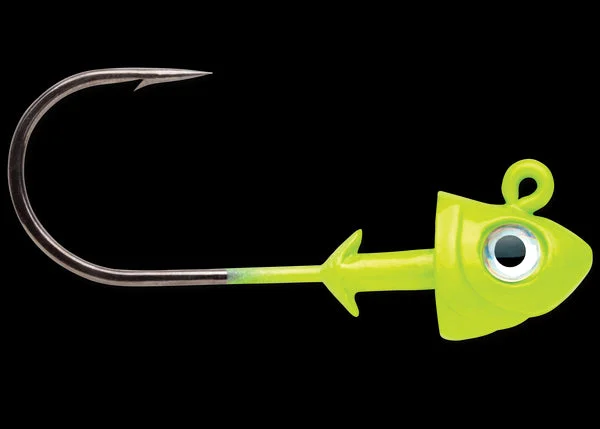 VMC Flat Shad Jig Heads, Metallic Chartreuse