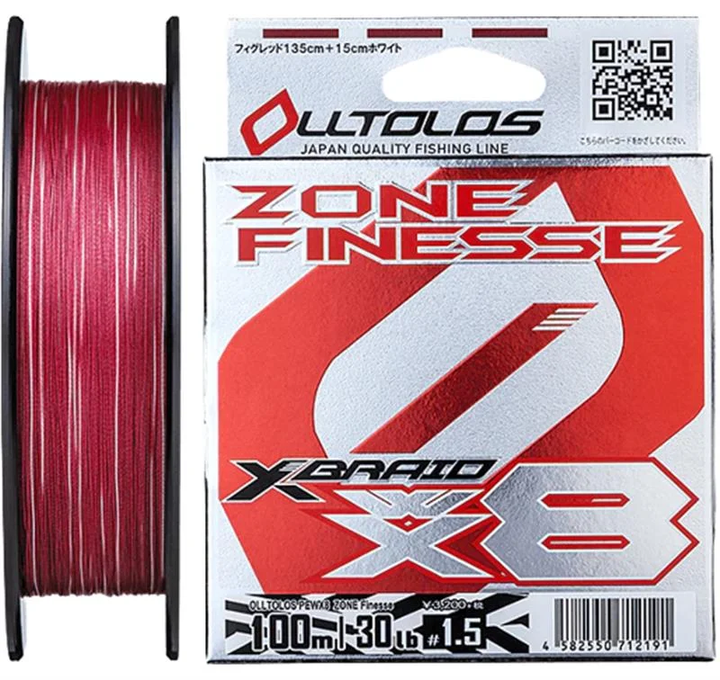 YGK X Braid Olltolos PE Wx8 Zone Finesse Multi Colour Braid 100m Rolls