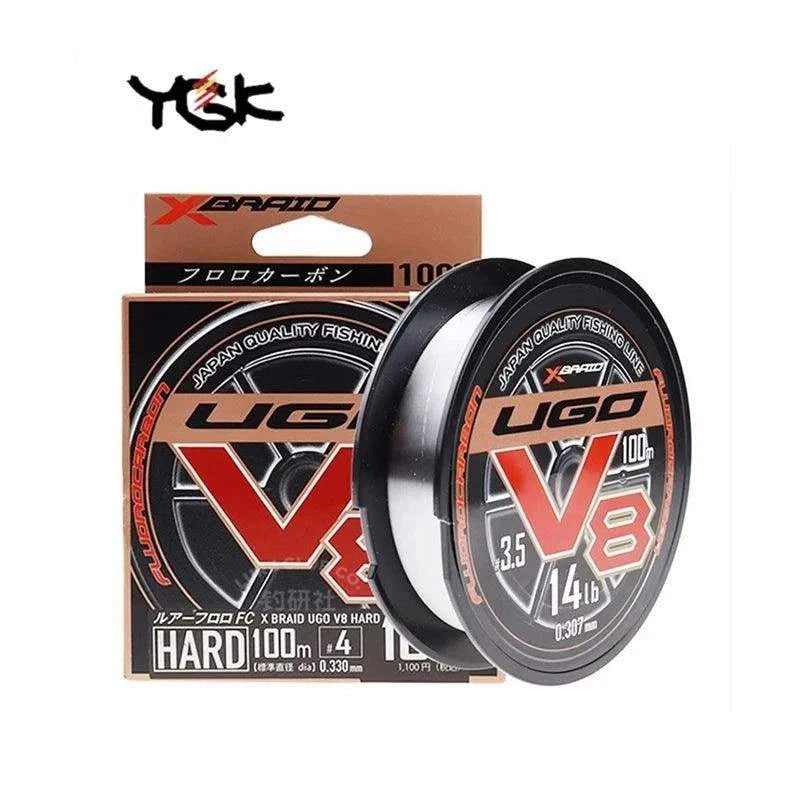 Original YGK X BRAID UGO V8 HARD 100% FLUROCARBON Fishing Line 100M #1-#5 4LB-20LB Super strength Japan QUALITY  fishing lines