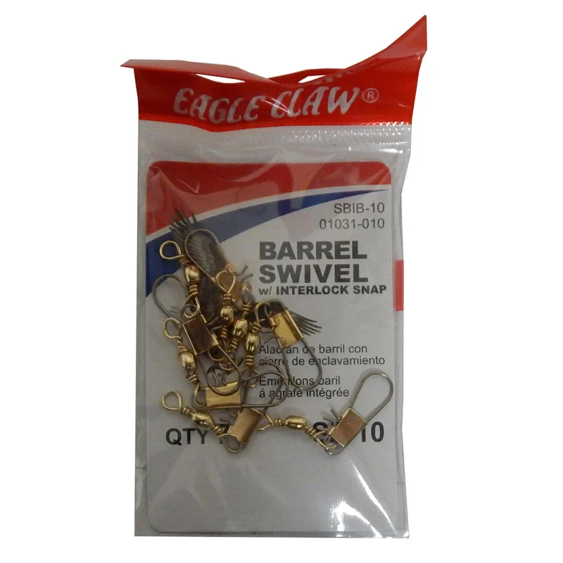 Barrel Swivel Sz10 WInterlock Snap Brass 7PK