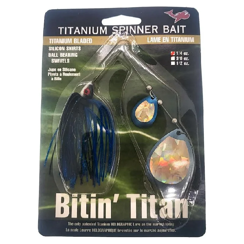 Bitin' Titan Titanium Spinner Bait Colorado Blades 1/4 Oz Black/Blue