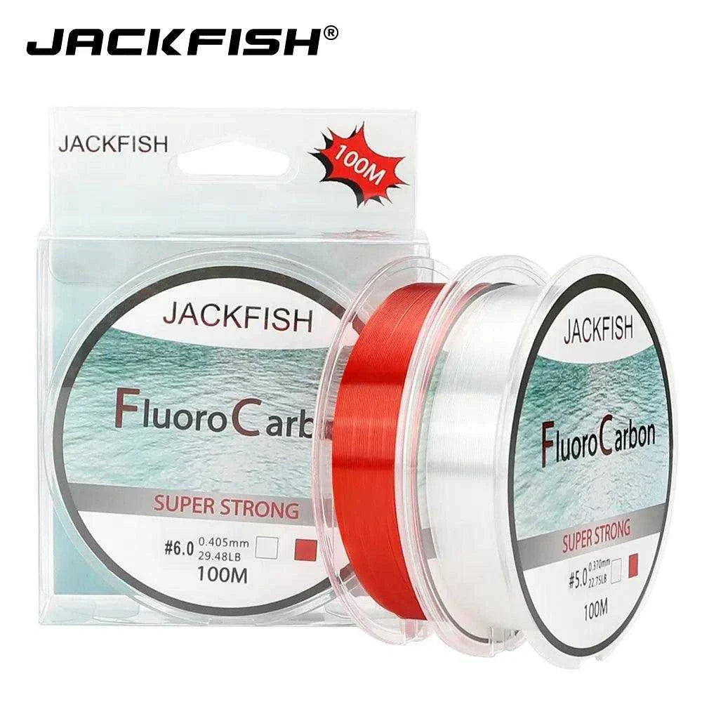 JACKFISH 100M Fluorocarbon Fishing Line  red/clear two colors 4-32LB Carbon Fiber Leader Line  fly fishing line pesca