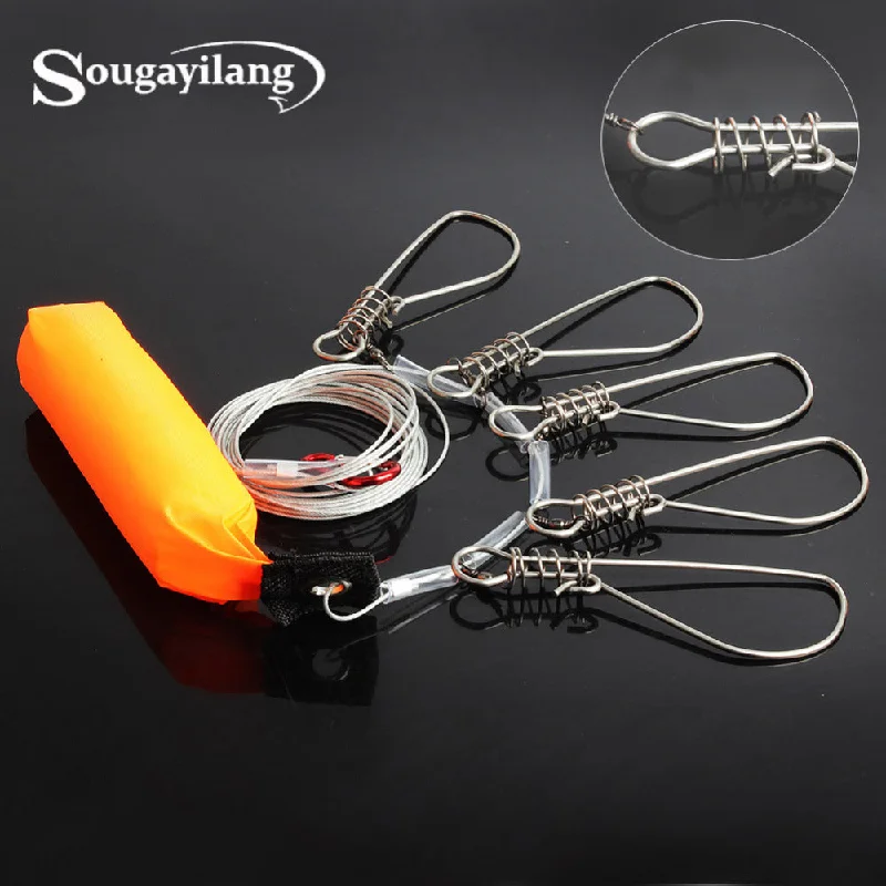 Fish lockbutton fish lock retractable chain 5 meters stainless steel fish buckle fishing tackle