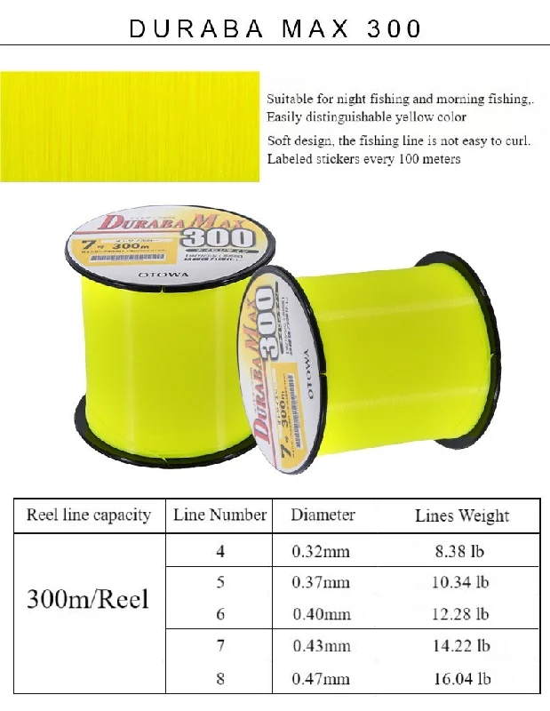 YINYU suitable for rock fishing sea fishing lure fishing 300m yellow nylon Fishing Line