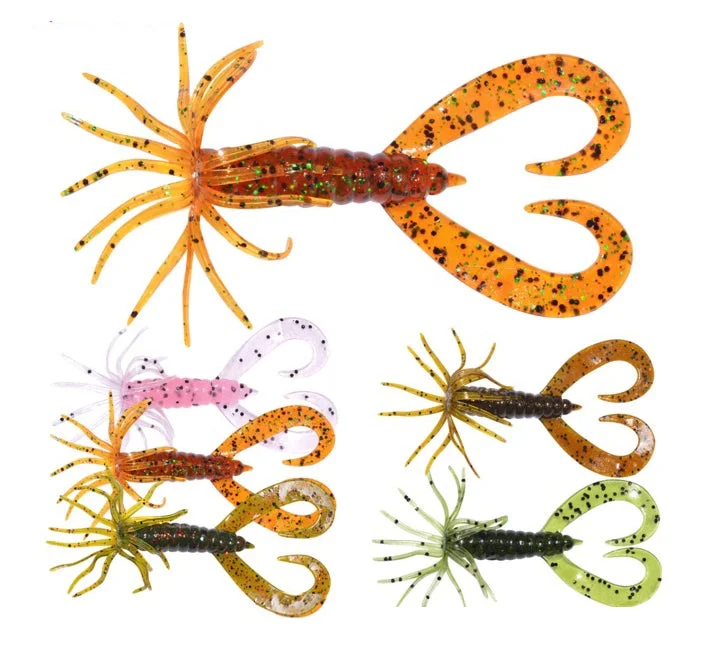 75mm Bearded Dual Curl Tail Grub Lure 75mm 2.9g 6pc-pack