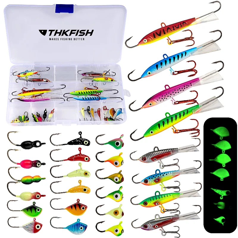 THKFISH 26/40PCS Ice Fishing Jigs Lures Set