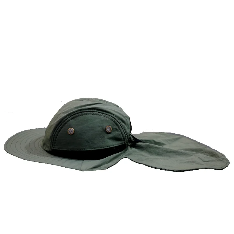 Fishing Boonie Hat With Neck Flap - Forest Green - One Size Fits Most - Free Shipping