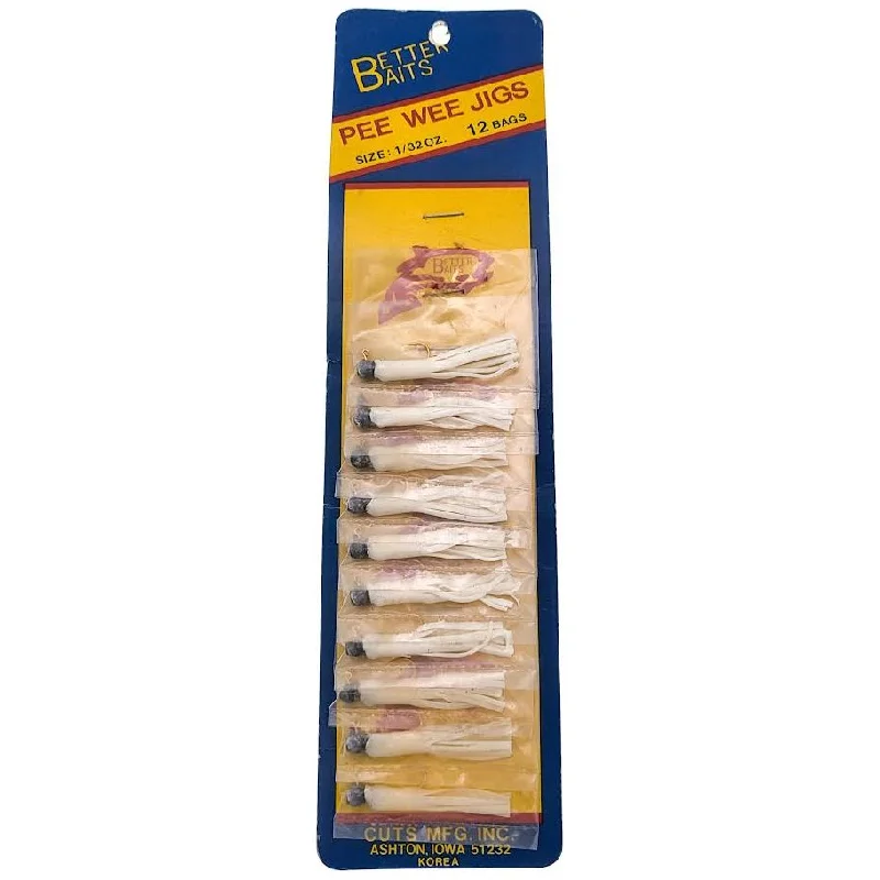 Better Baits Skirted Pee Wee Jig 1/32 Oz Card of 10 White