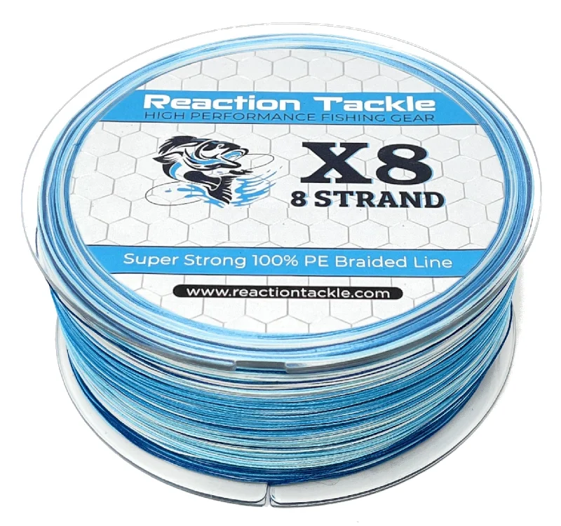 Reaction Tackle X8 Braided Fishing Line- Blue Camo 8 Strand